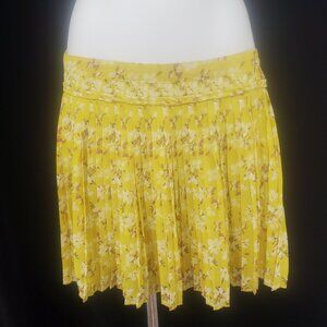 American Eagle Outfitters Floral Yellow Pleated mini-Skirt Size 8 Fully Lined